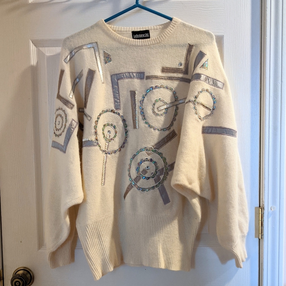 EUC VTG 80s Style Lydia Jane Wool Cream Sweater